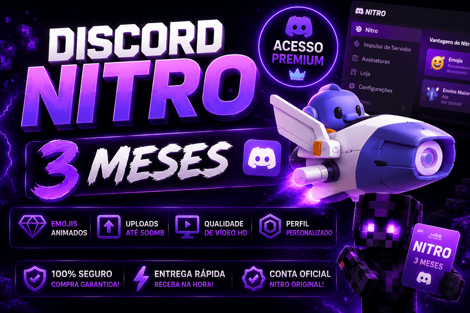 🚀 | CONTA DISCORD NITRADA NITRO TRIMENSAL e mensal | 🚀
