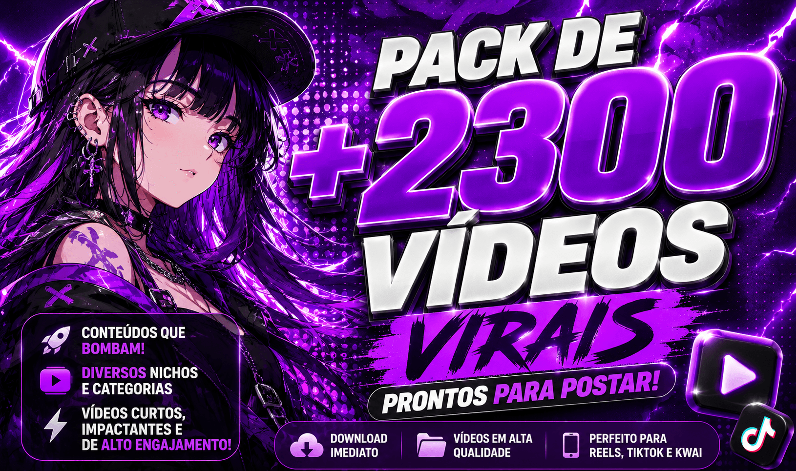 +2.300 Vídeos Virais Prontos Para TikTok, Reels e Shorts