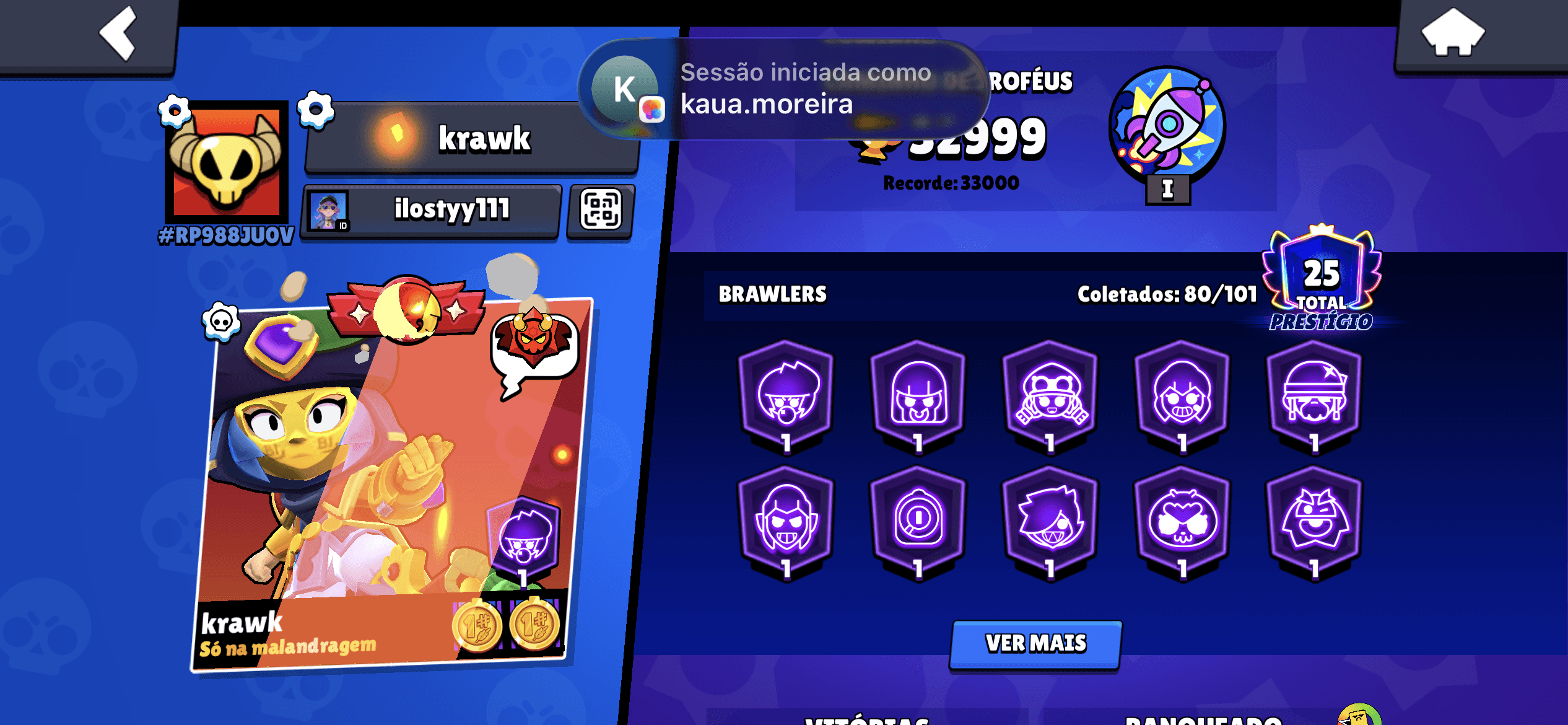 Conta de brawl stars