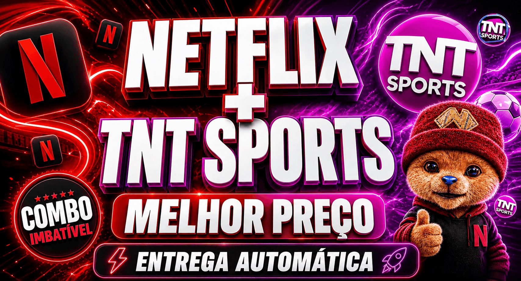 NETFLIX 4K + TNT SPORTS PLATINUM | TELA PRIVADA + PIN | 30 DIAS | ENTREGA RÁPIDA
