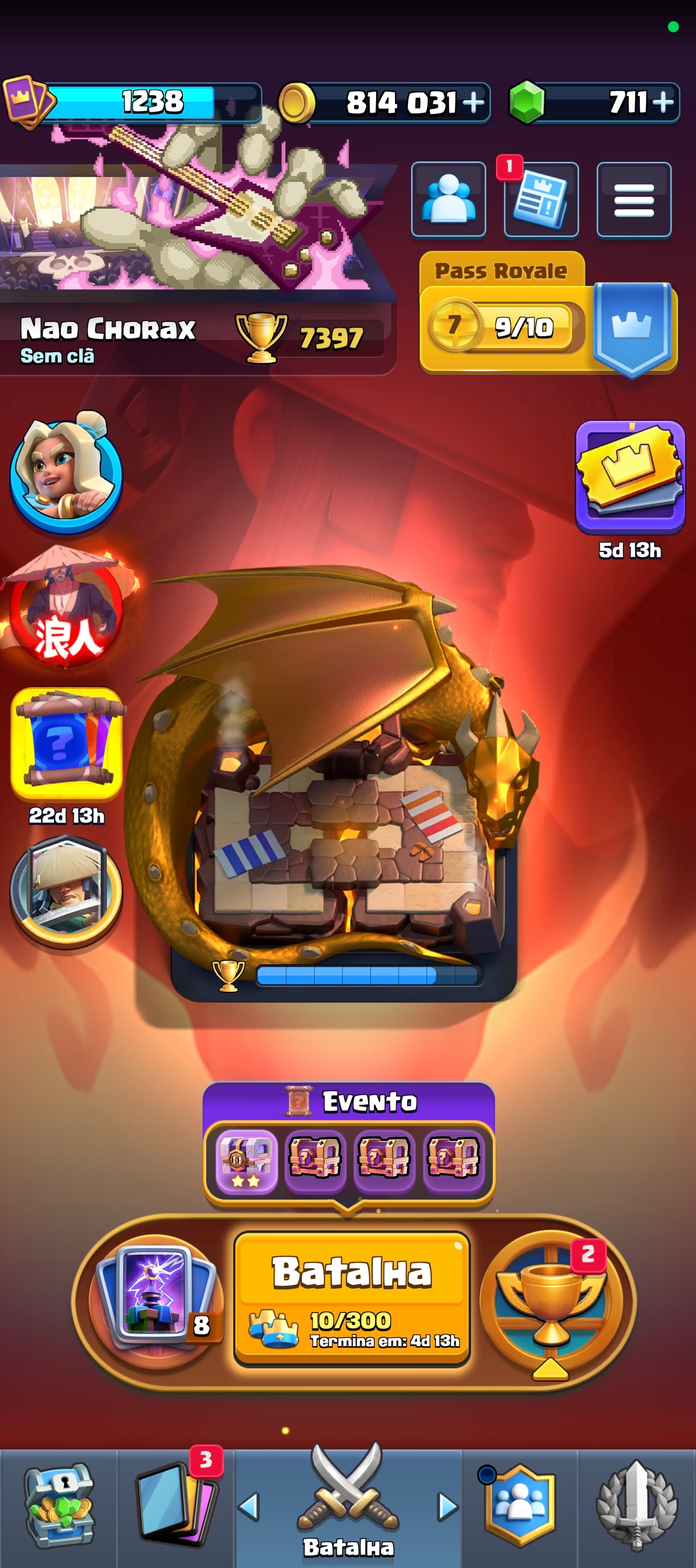 Conta clash, 7397 troféu, 7 evo, 711 gemas,