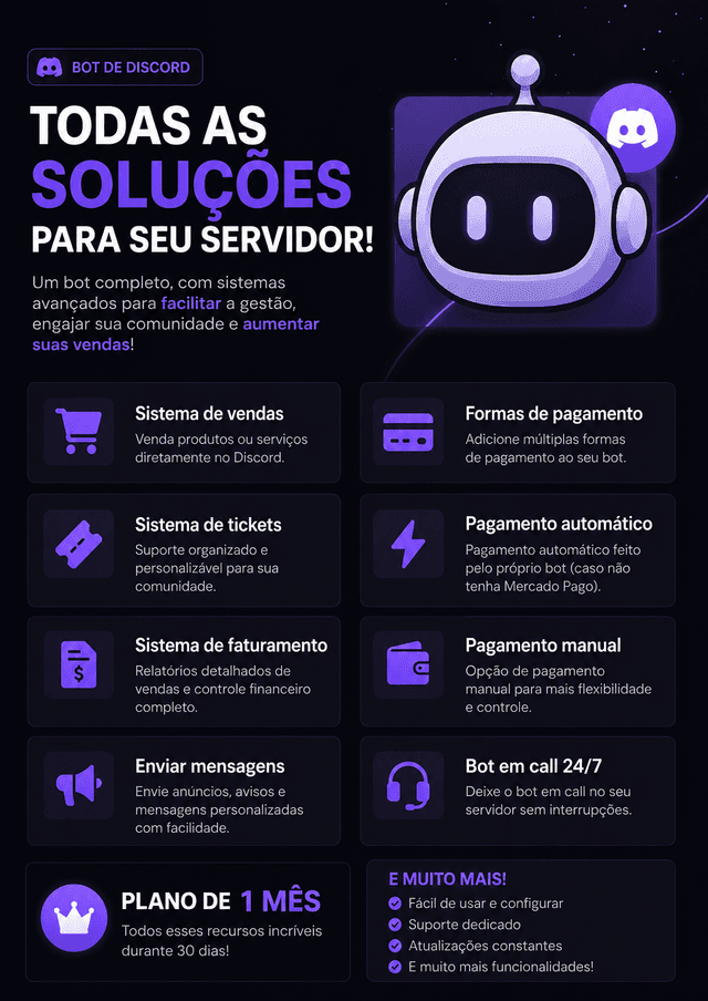 BOT DE DISCORD! 1 mês